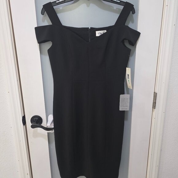 Eliza J Dresses & Skirts - Eliza J Black Off-Shoulder Sheath Dress 8P NWT Double Lined Classic Cocktail